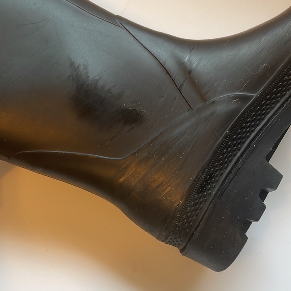 Burberry Black Rubber Knit Top Nova Check Rain Boot Women Sz 9 Made in ITALY - Picture 6 of 16